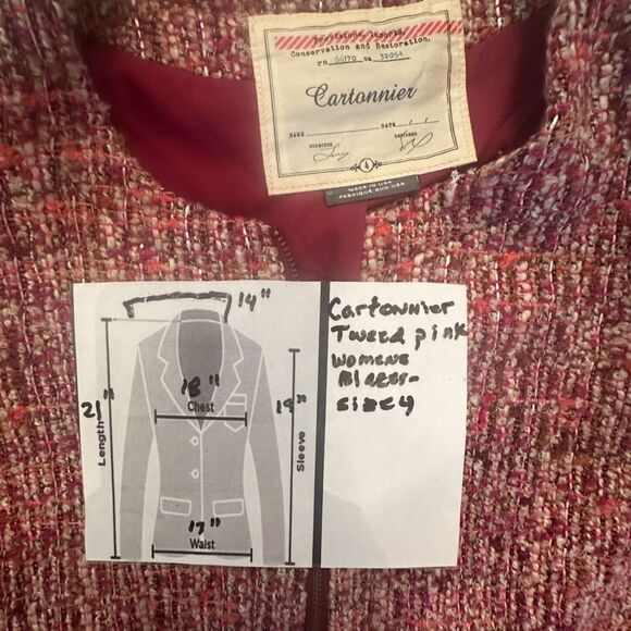 Anthropologie Cartonnier Pink Multicolor Rosily Tweed Jacket Size 4 - Picture 14 of 14